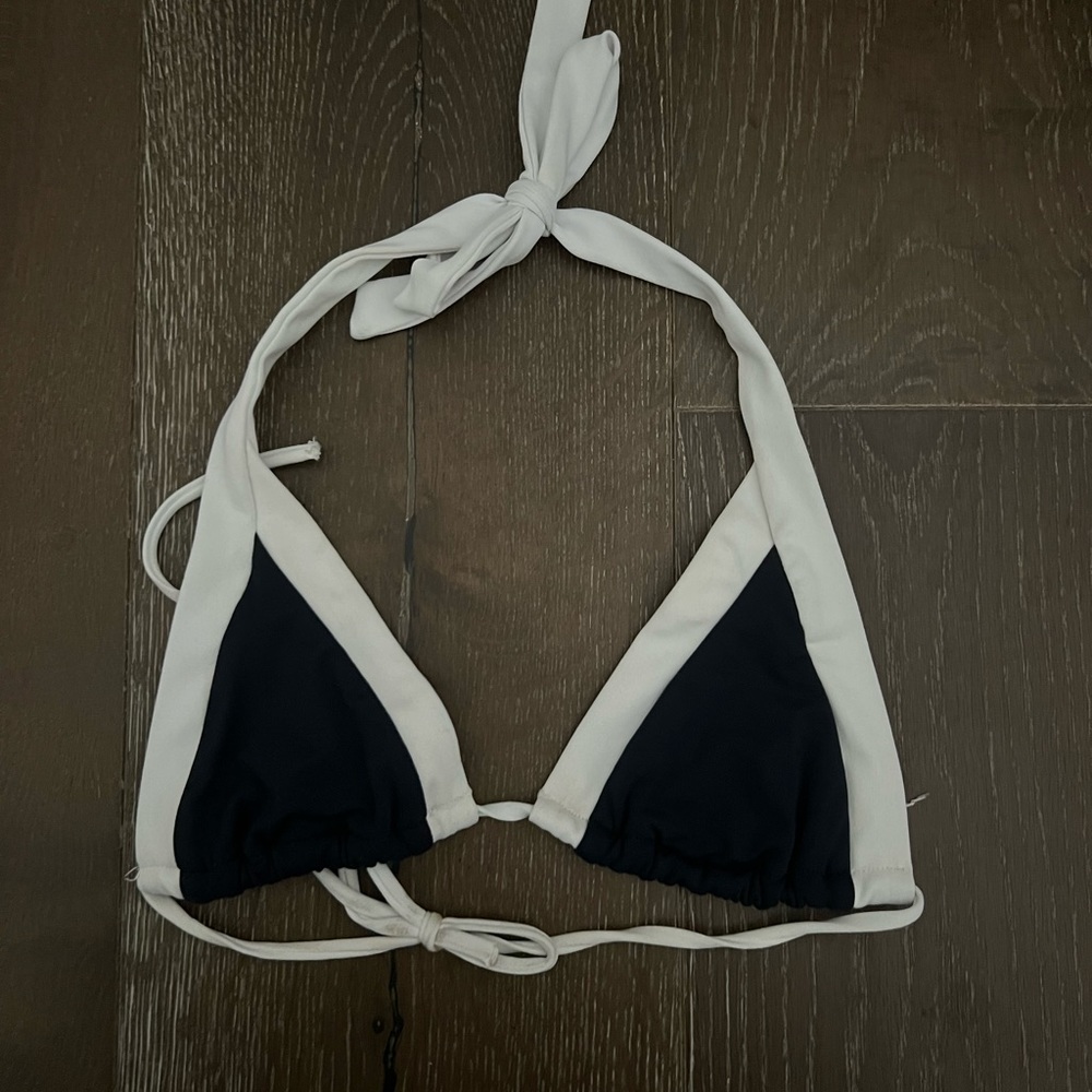 Navy Blue and white swim suit top. Size XS